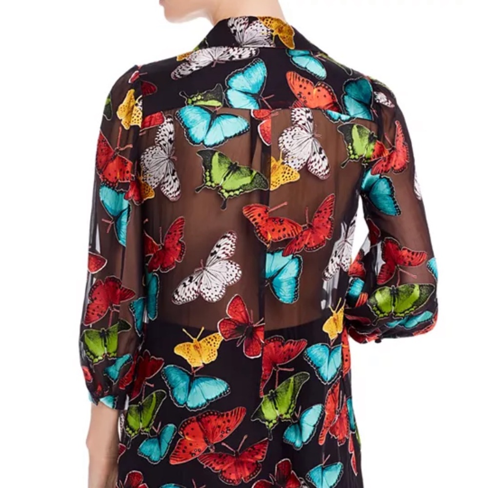 Alice + Olivia Multicolor Butterfly Sheila Burnout Blouse xs - Picture 2 of 10